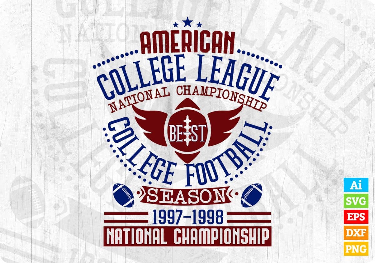 American College League Season 1997-1998 National Championship Editable T shirt Design Svg Cutting Printable Files