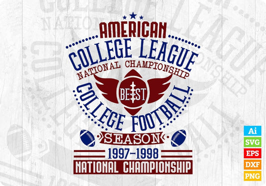 American College League Season 1997-1998 National Championship Editable T shirt Design Svg Cutting Printable Files