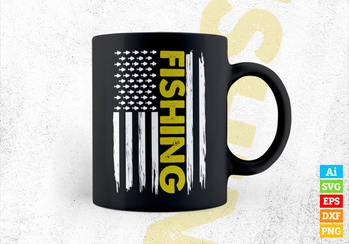 American Flag Fishing Editable Vector T-shirt Design in Ai Svg Png Files