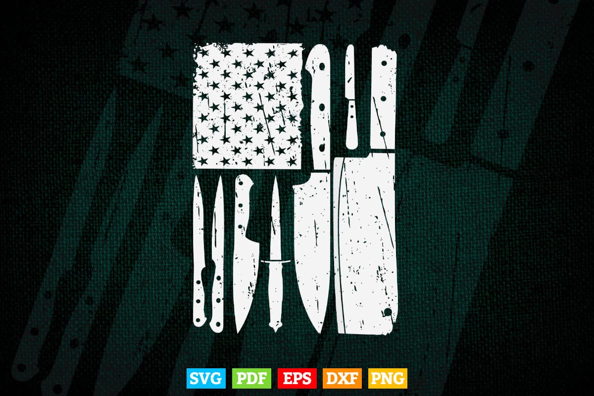 American Flag Funny Chef Knife Set Patriot Svg Files.