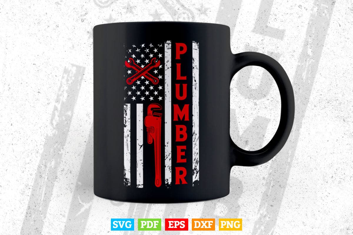 American Flag Plumber Plumbing Patriotic Svg Png Cut Files.