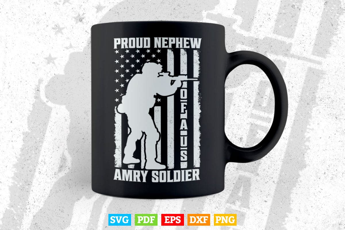 American Flag Proud Nephew of a us Army Soldier 4th of July Svg T shirt Design.