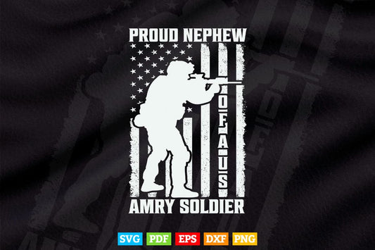 American Flag Proud Nephew of a us Army Soldier 4th of July Svg T shirt Design.