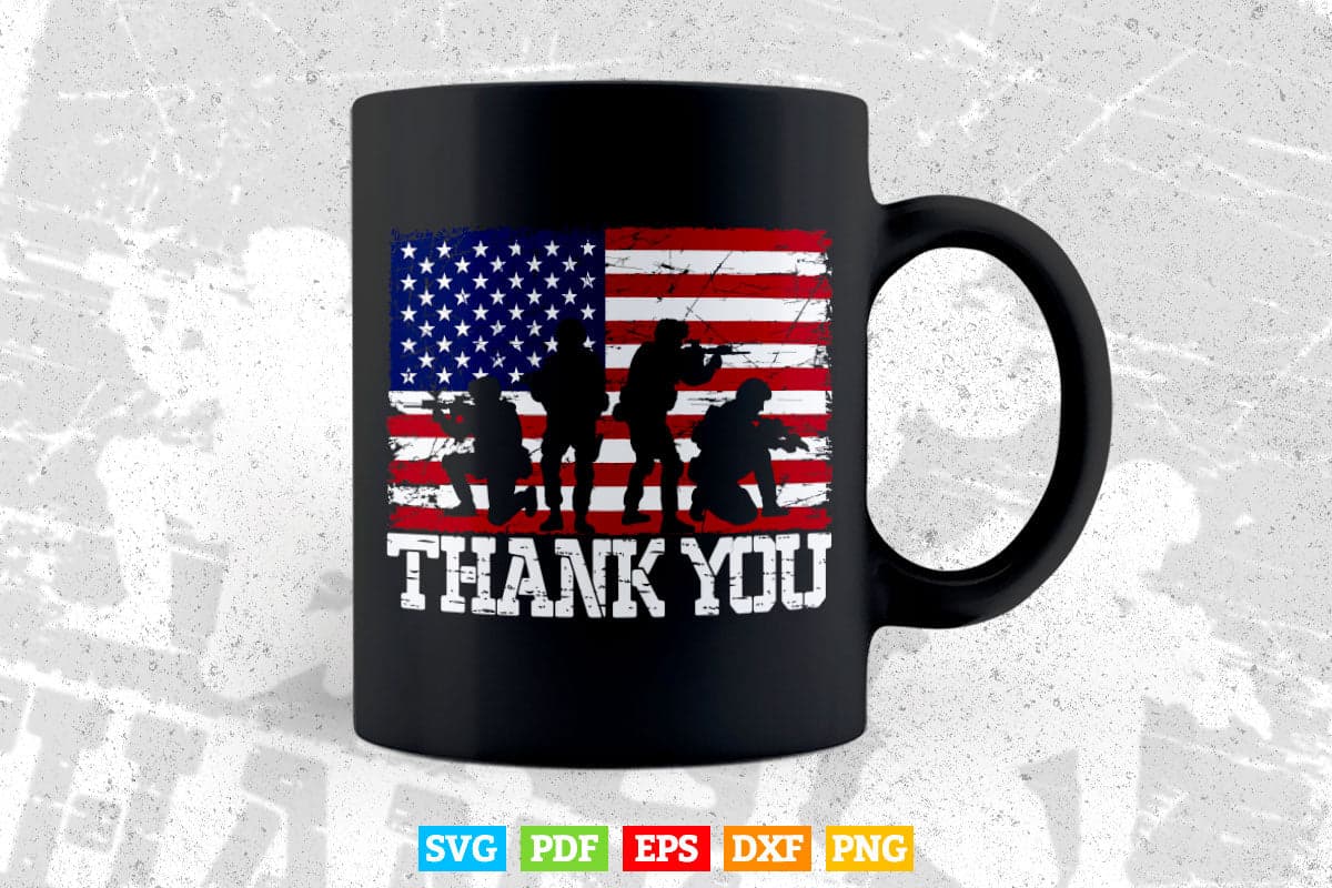 American Flag Thank you Proud Veteran 4th of July Svg T shirt Design.