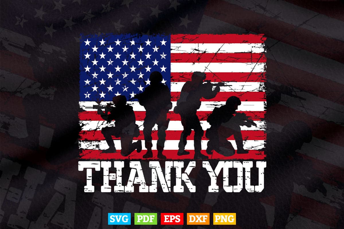 American Flag Thank you Proud Veteran 4th of July Svg T shirt Design.