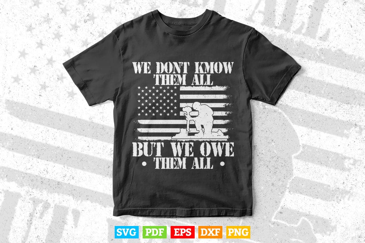 American Flag We Don't Know Them All But We Owe Them All Veteran 4th of July Svg T shirt Design.