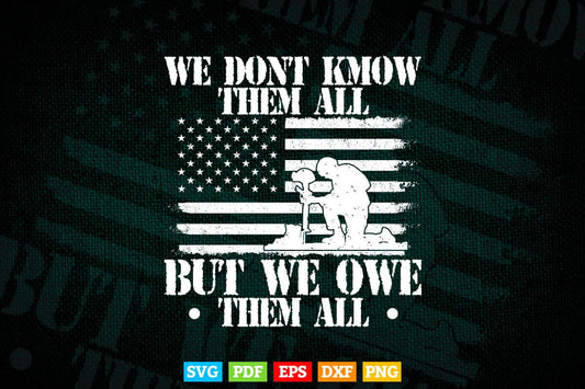American Flag We Don't Know Them All But We Owe Them All Veteran 4th of July Svg T shirt Design.