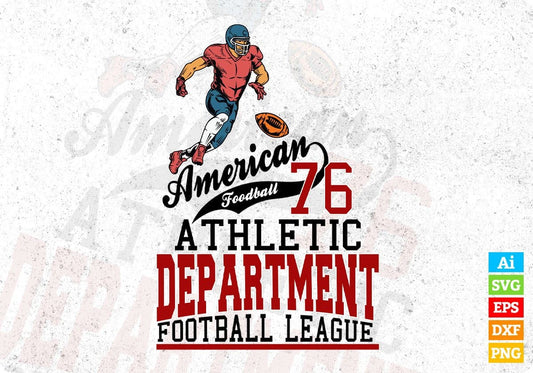 American Football Athletic Department Football League Editable T shirt Design Svg Cutting Printable Files