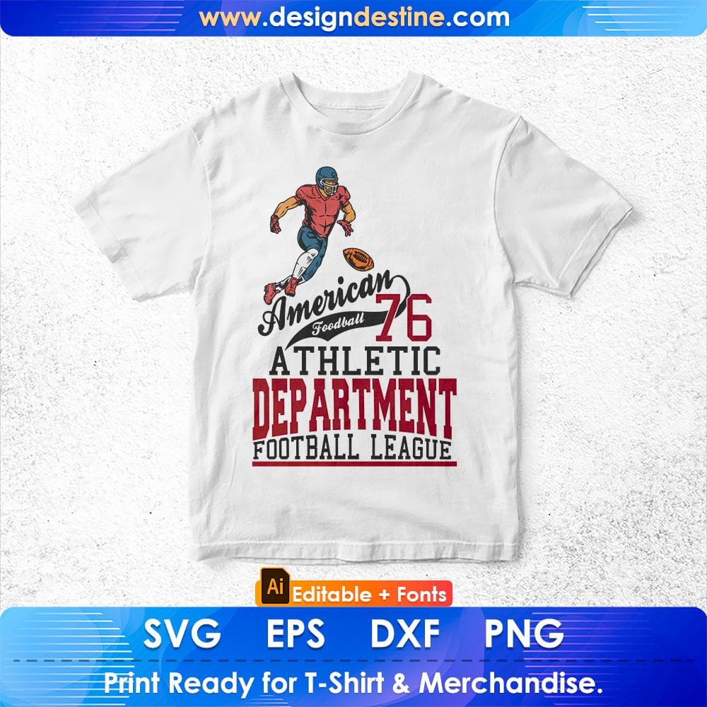 American Football Athletic Department Football League Editable T shirt Design Svg Cutting Printable Files