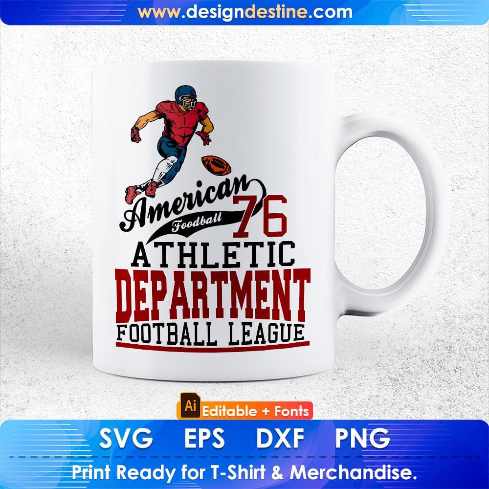 American Football Athletic Department Football League Editable T shirt Design Svg Cutting Printable Files