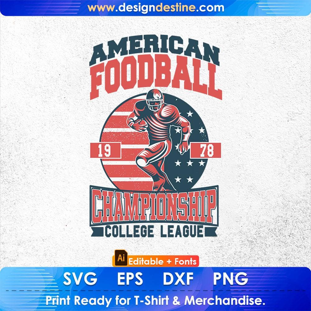 American football championship College League T shirt Design Svg