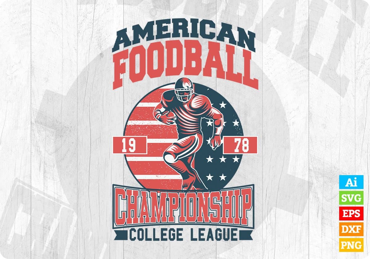 American Football Championship College League Editable T shirt Design Svg Cutting Printable Files