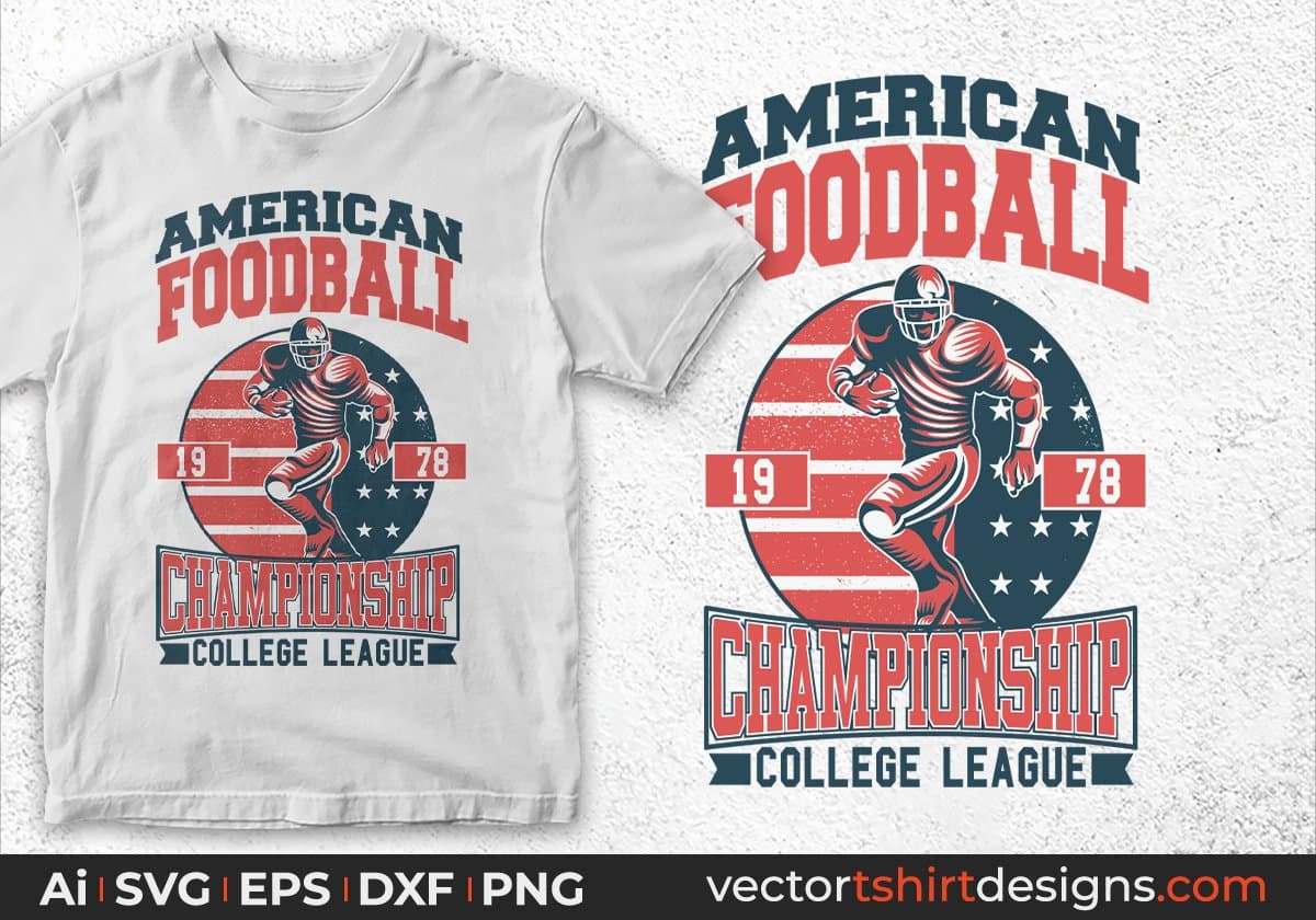 American Football - Athletic College League T-Shirt Design Template —  Customize it in Kittl