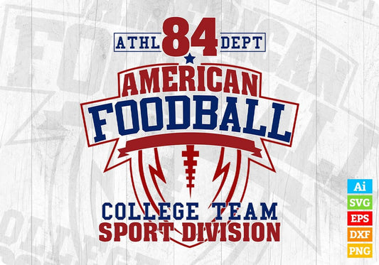 American Football College Team Sports Division Editable T shirt Design Svg Cutting Printable Files