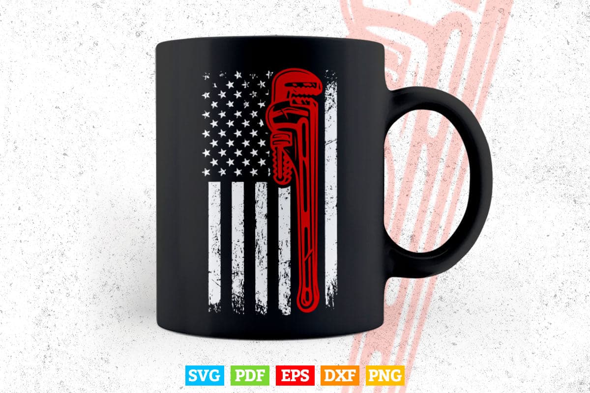 American Plumber Flag Patriotic Plumbing Pipefitter Svg Png Cut Files.