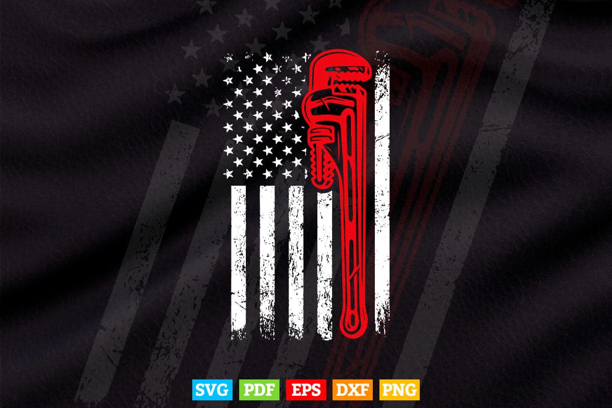 American Plumber Flag Patriotic Plumbing Pipefitter Svg Png Cut Files.