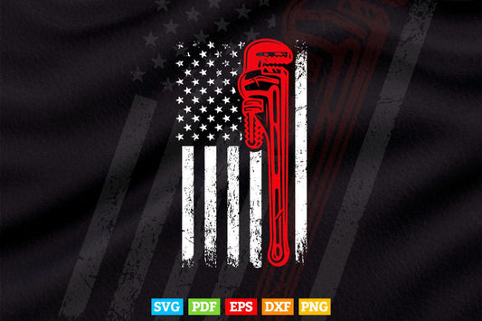 American Plumber Flag Patriotic Plumbing Pipefitter Svg Png Cut Files.