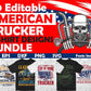 American Trucker 50 Editable T shirt Designs Bundle Part 1