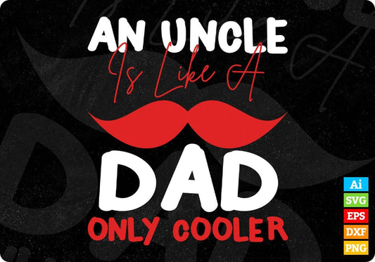 An Uncle Is Like A Dad Only Cooler father's Day Editable Vector T shirt Design In Svg Png Printable Files