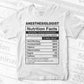 Anesthesiologist Nutrition Facts Editable Vector T-shirt Design in Ai Svg Files