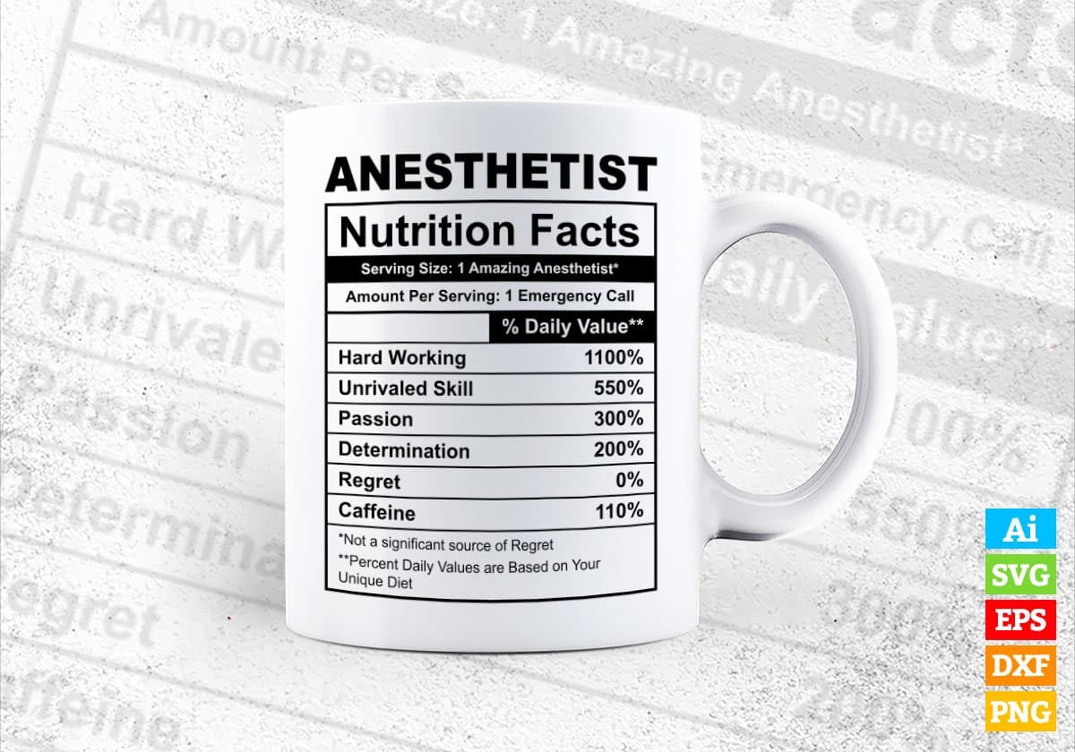Anesthetist Nutrition Facts Editable Vector T-shirt Design in Ai Svg Files