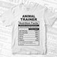 Animal Trainer Nutrition Facts Editable Vector T-shirt Design in Ai Svg Files