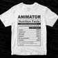 Animator Nutrition Facts Editable Vector T-shirt Design in Ai Svg Files