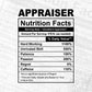 Appraiser Nutrition Facts Editable Vector T-shirt Design in Ai Svg Files