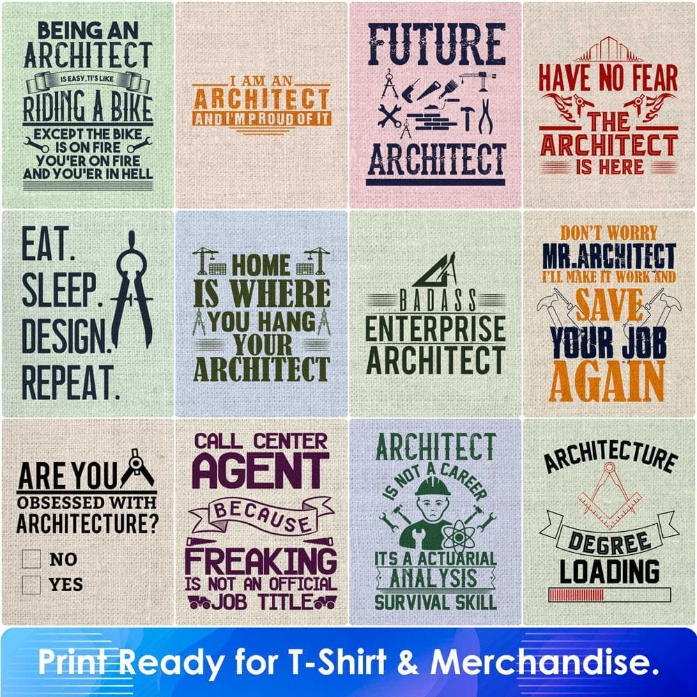 Architect 50 Editable T shirt Designs Bundle Part 1