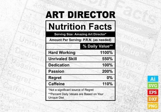 Art Director Nutrition Facts Editable Vector T-shirt Design in Ai Svg Files