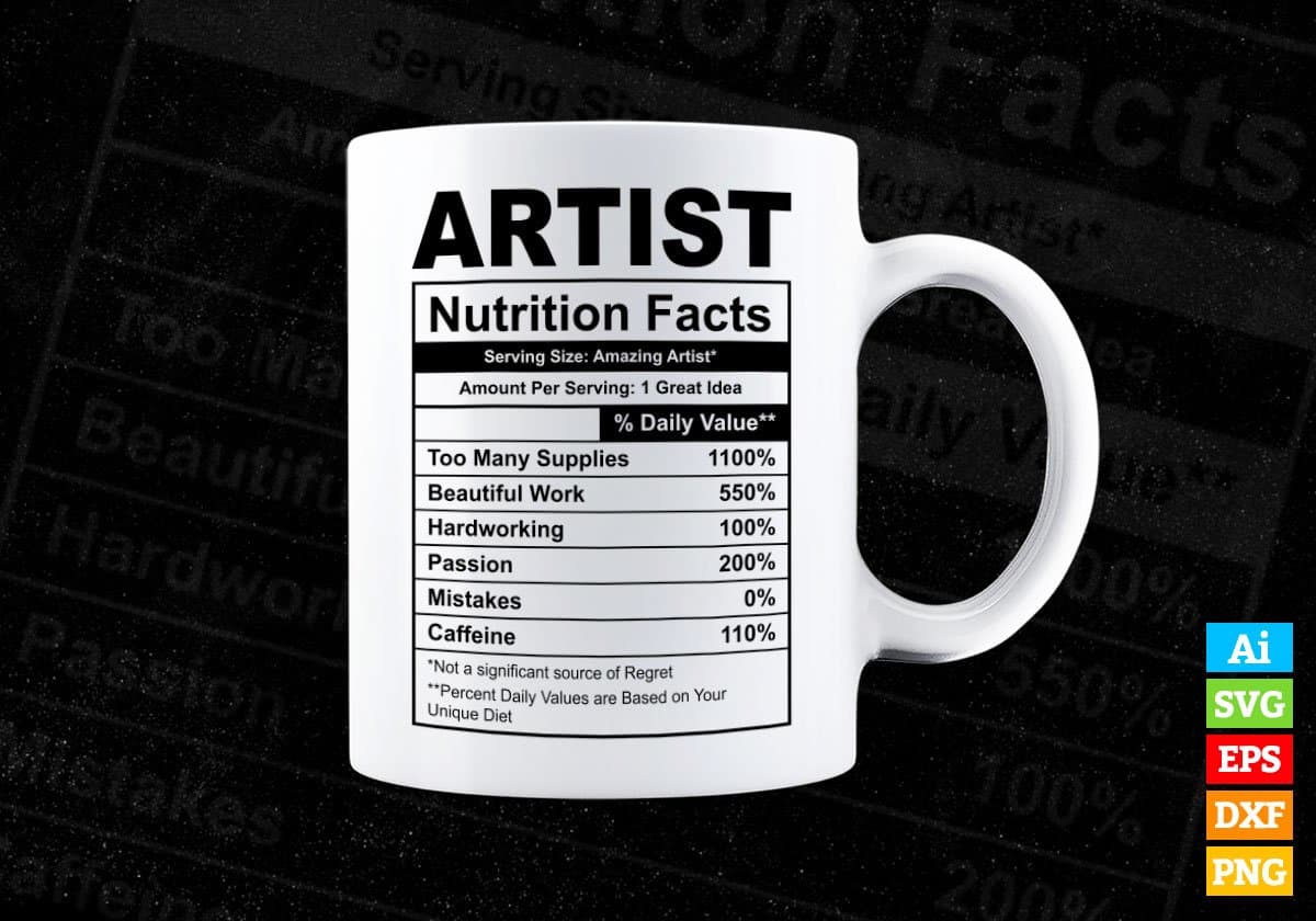 Artist Nutrition Facts Editable Vector T-shirt Design in Ai Svg Files