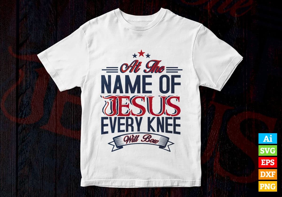 At The Name OF Jesus Every Knee Will Bow Christmas Vector T-shirt Design in Ai Svg Png Files