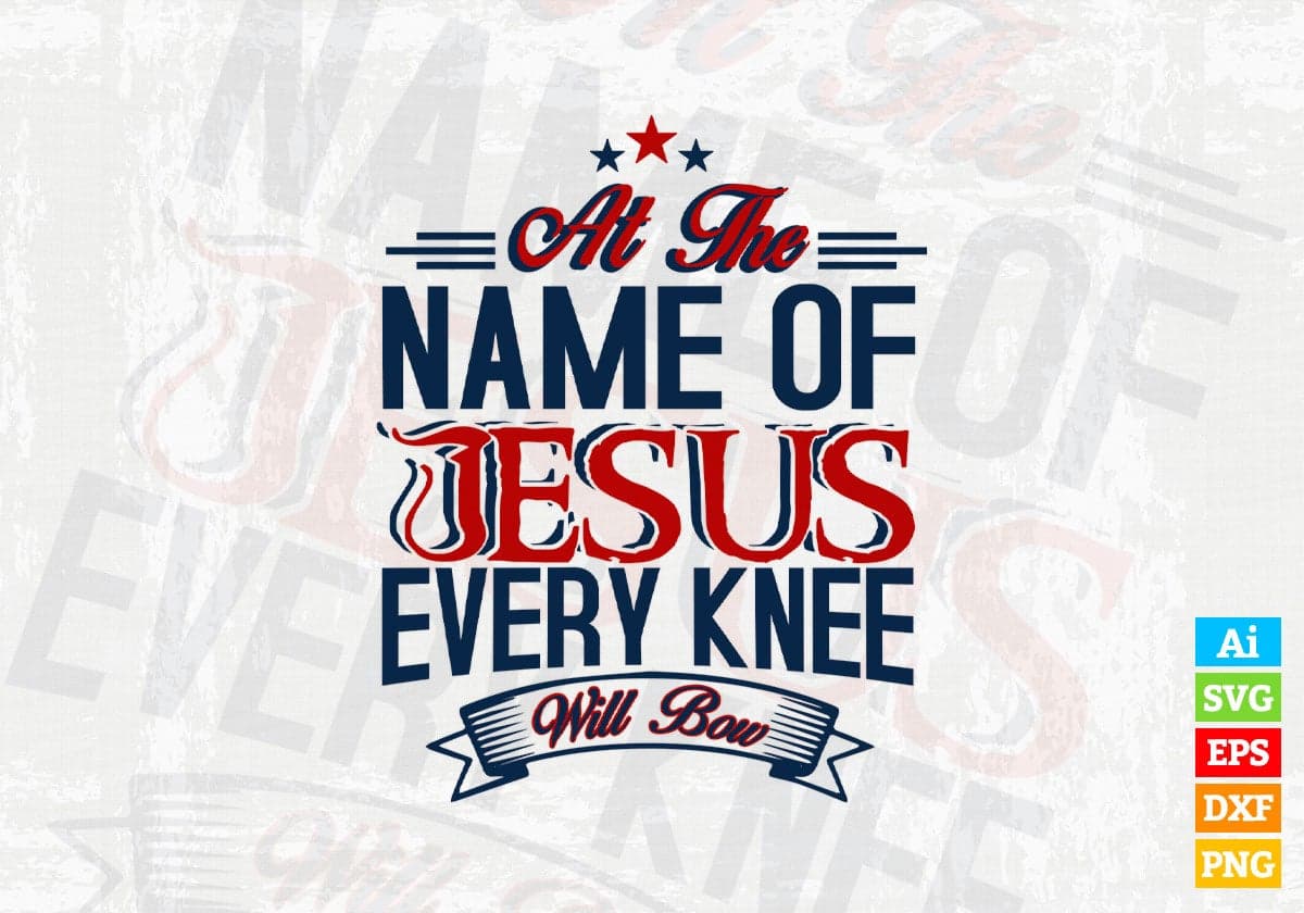 At The Name OF Jesus Every Knee Will Bow Christmas Vector T-shirt Design in Ai Svg Png Files