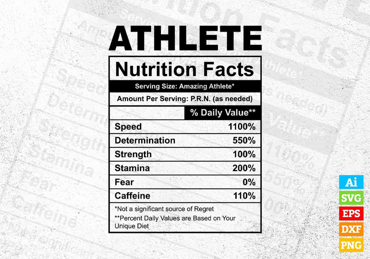 Athlete Nutrition Facts Editable Vector T-shirt Design in Ai Svg Files