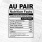 Au Pair Nutrition Facts Editable Vector T-shirt Design in Ai Svg Files