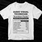 Audio Visual Technician Nutrition Facts Editable Vector T-shirt Design in Ai Svg Files