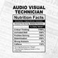 Audio Visual Technician Nutrition Facts Editable Vector T-shirt Design in Ai Svg Files