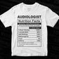 Audiologist Nutrition Facts Editable Vector T-shirt Design in Ai Svg Files