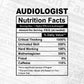 Audiologist Nutrition Facts Editable Vector T-shirt Design in Ai Svg Files