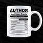 Author Nutrition Facts Editable Vector T-shirt Design in Ai Svg Files