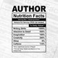 Author Nutrition Facts Editable Vector T-shirt Design in Ai Svg Files