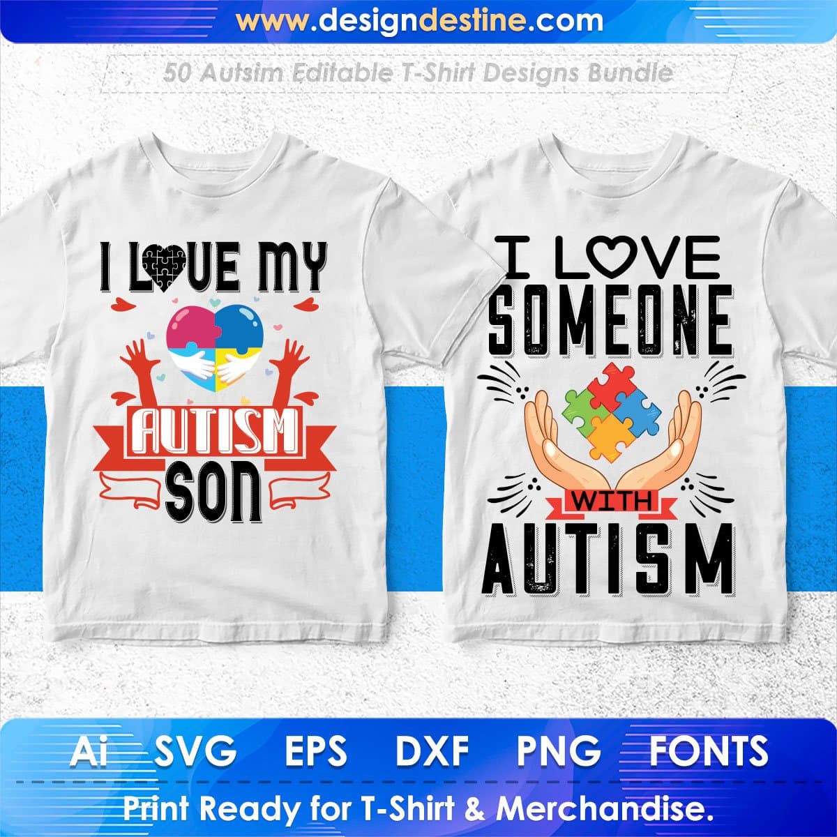 Autism 50 Editable T-Shirt Designs Bundle Part 1