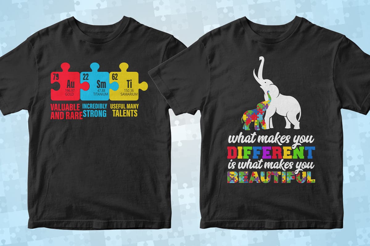 Autism 50 Editable T-Shirt Designs Bundle Part 2