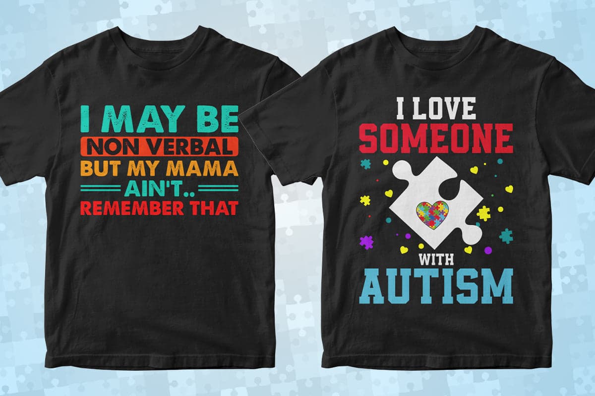 Autism 50 Editable T-Shirt Designs Bundle Part 2