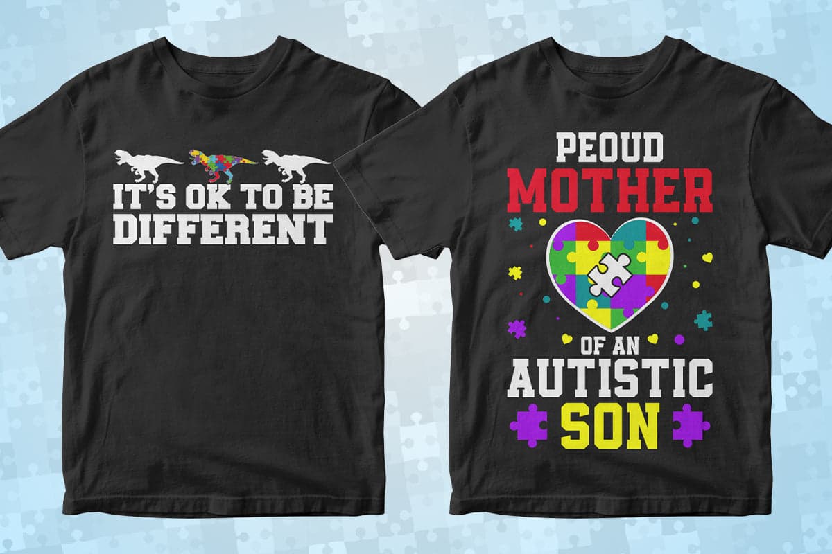 Autism 50 Editable T-Shirt Designs Bundle Part 2