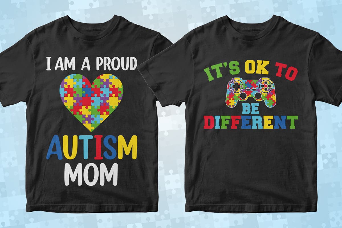 Autism 50 Editable T-Shirt Designs Bundle Part 2