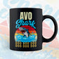 Avo Shark Father's Day Vintage Editable Vector T-shirt Design in Ai Svg Png Files