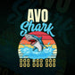 Avo Shark Father's Day Vintage Editable Vector T-shirt Design in Ai Svg Png Files