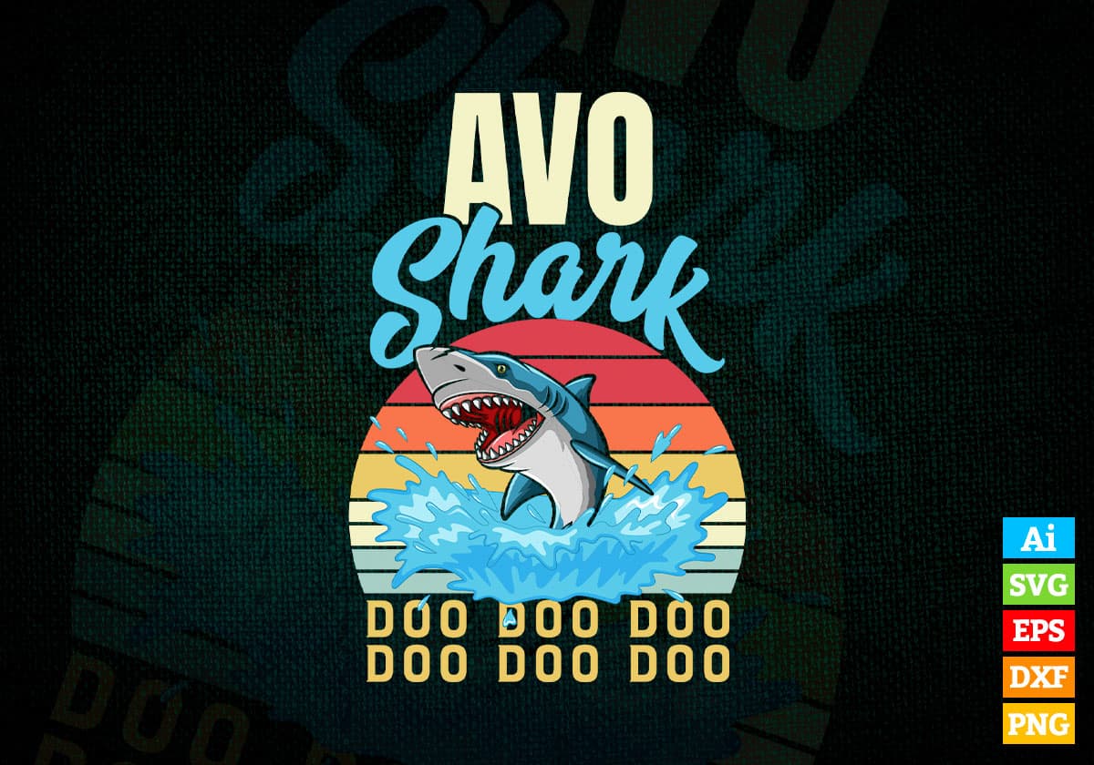 Avo Shark Father's Day Vintage Editable Vector T-shirt Design in Ai Svg Png Files