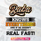 Baba Know Everything Funny Dad Papa Father's Day T shirt Design Png Sublimation Printable Files